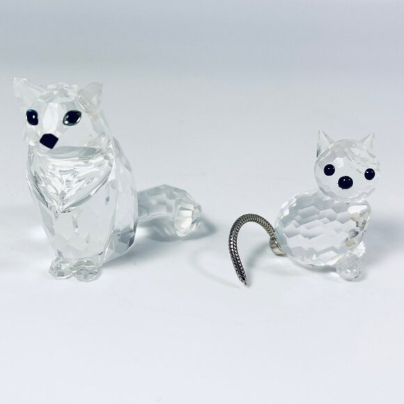 Set of 2 Swarovski sitting Cats figurines for your collection-No Box - Picture 2 of 9
